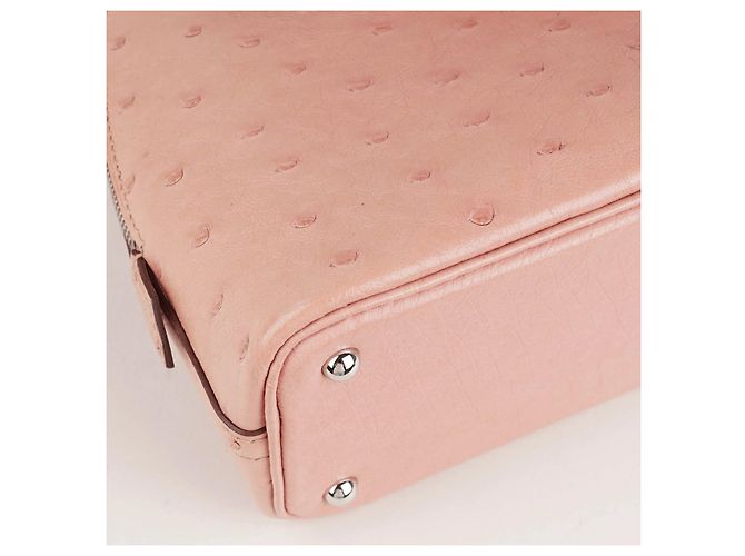 Hermès Mini Bolide Rosa in Pelle di Struzzo - vista 11