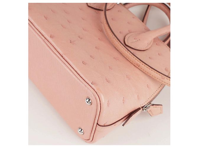 Hermès Mini Bolide Rosa in Pelle di Struzzo - vista 12