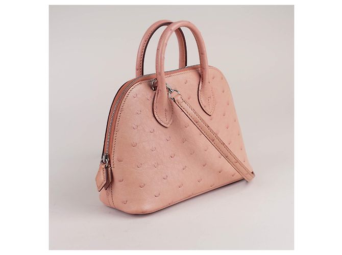 Hermès Mini Bolide Rosa in Pelle di Struzzo - vista 2