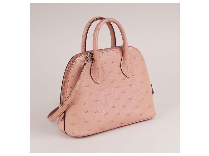 Hermès Mini Bolide Rosa in Pelle di Struzzo - vista 3
