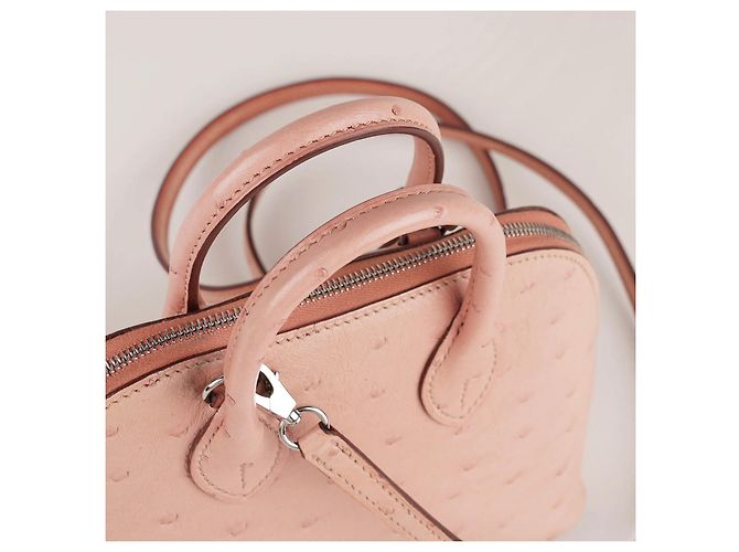 Hermès Mini Bolide Rosa in Pelle di Struzzo - vista 6