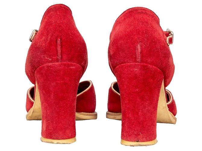 Miu Miu Décolleté in Camoscio Rosso - vista 5