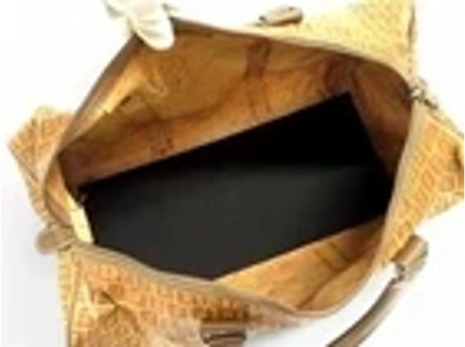 Borsa Boston Fendi Zucchino Canvas e pelle verniciata oro - vista 16