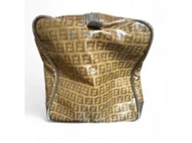 Borsa Boston Fendi Zucchino Canvas e pelle verniciata oro - vista 6