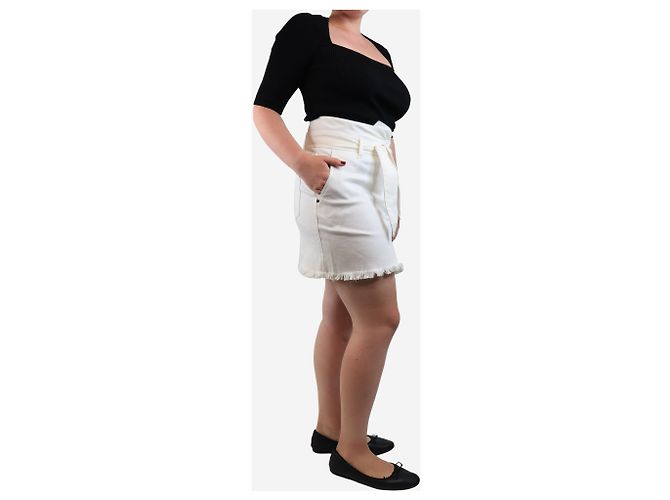 Nanushka Cremefarbene Jeans-Minirock mit Gürtel - Größe L Roh - Ansicht 2