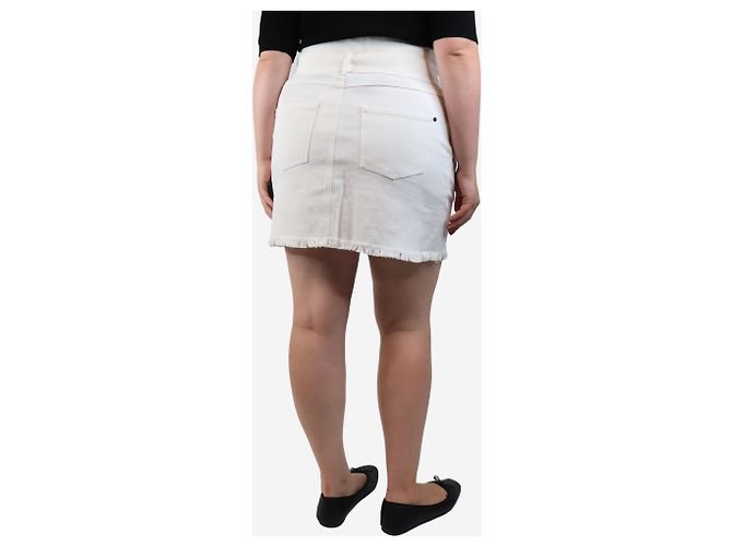 Nanushka Cremefarbene Jeans-Minirock mit Gürtel - Größe L Roh - Ansicht 3