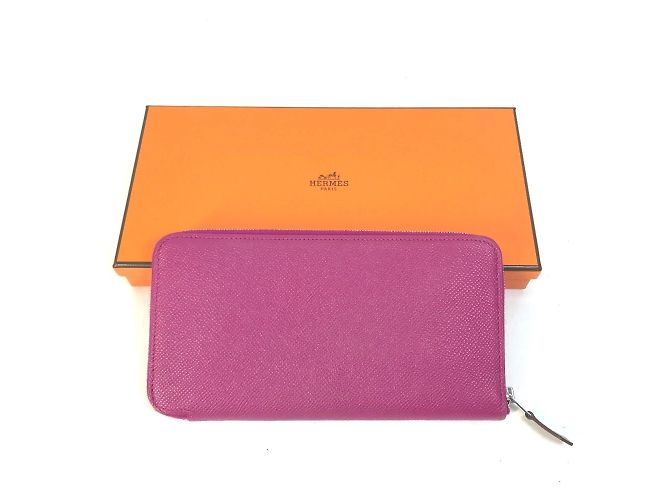 Cartera con cremallera redonda Azap Long Silk'in de Hermès Púrpura - vista 16