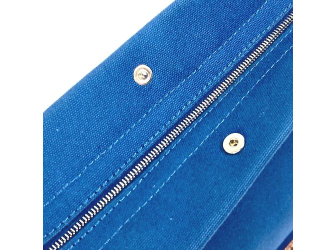 Pochette Camaieu con logo ricamato Hermès Marrone Blu navy - vista 10