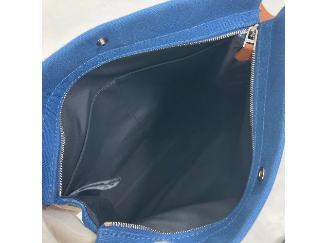Pochette Camaieu con logo ricamato Hermès Marrone Blu navy - vista 11