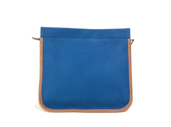 Pochette Camaieu con logo ricamato Hermès Marrone Blu navy - vista 2