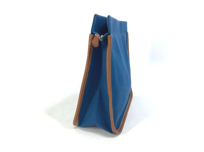 Pochette Camaieu con logo ricamato Hermès Marrone Blu navy - vista 3
