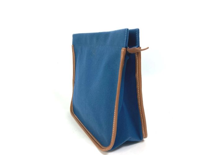 Pochette Camaieu con logo ricamato Hermès Marrone Blu navy - vista 4