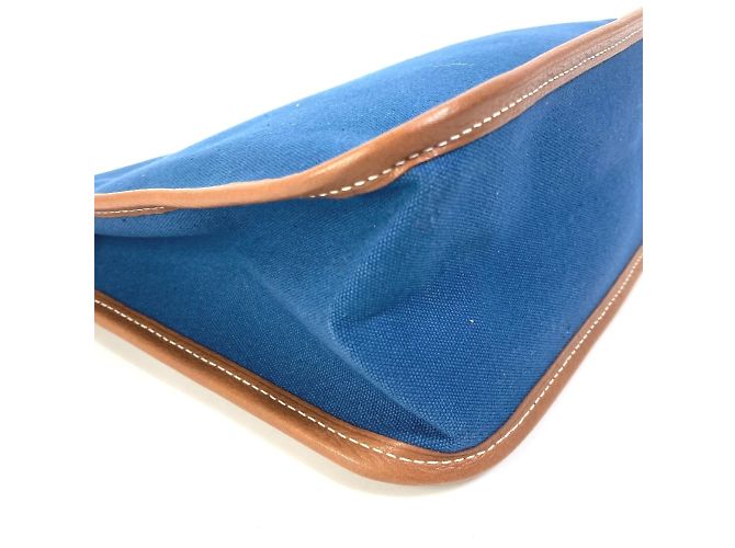 Pochette Camaieu con logo ricamato Hermès Marrone Blu navy - vista 8