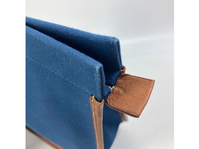 Pochette Camaieu con logo ricamato Hermès Marrone Blu navy - vista 9