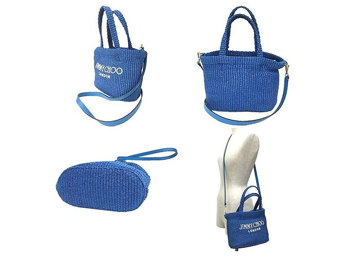 Borsa da spiaggia Jimmy Choo E/W Mini Jyn Blu - vista 2