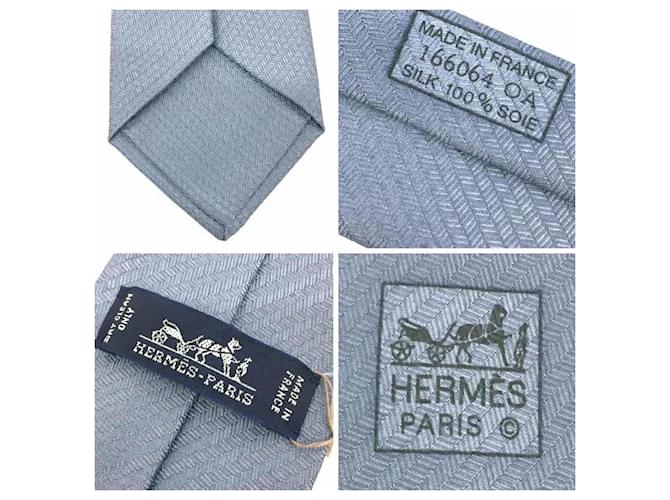 Cravatta in seta blu chiaro Hermès - vista 3