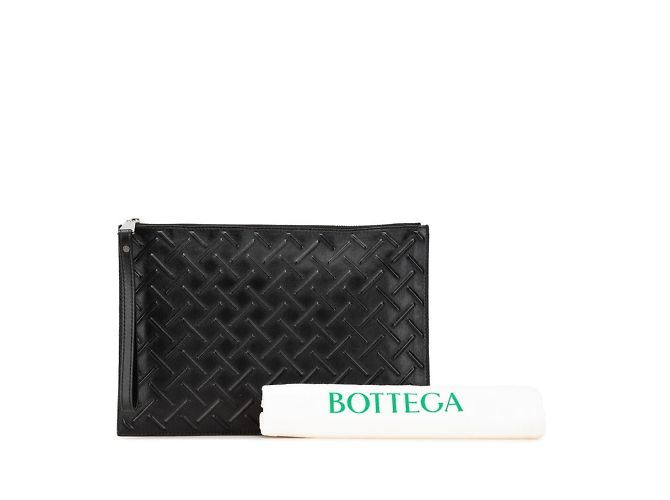 Clutch in pelle nera Bottega Veneta Nero - vista 11
