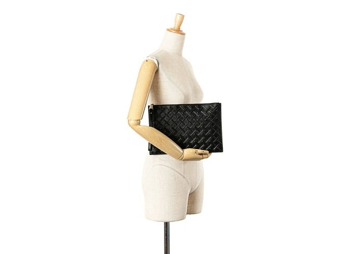 Clutch in pelle nera Bottega Veneta Nero - vista 12