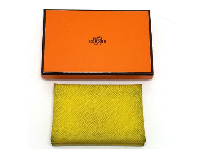 Monedero Duo Calvi de Hermès Amarillo - vista 12