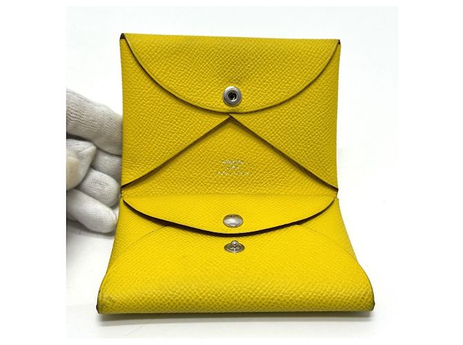 Monedero Duo Calvi de Hermès Amarillo - vista 6