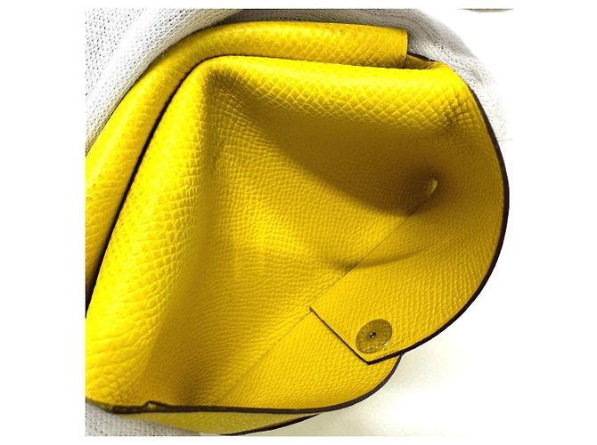 Monedero Duo Calvi de Hermès Amarillo - vista 7