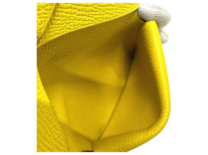 Monedero Duo Calvi de Hermès Amarillo - vista 8