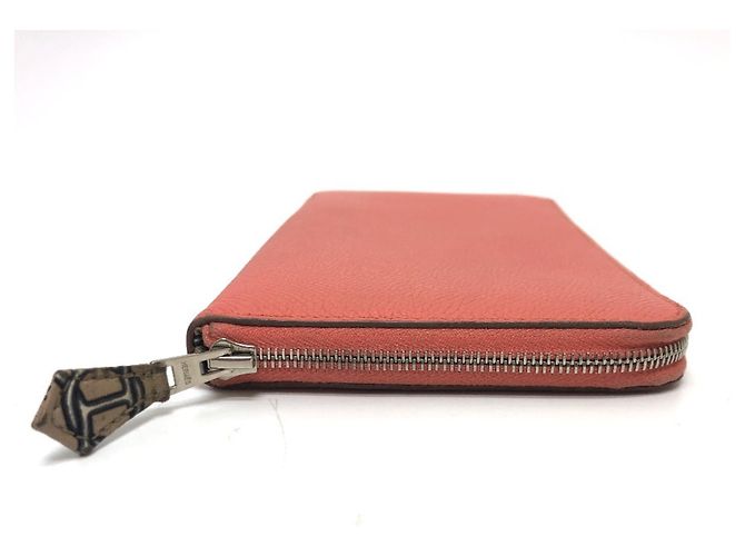 Cartera larga con cremallera redonda Azap de seda Hermès Rosa - vista 3