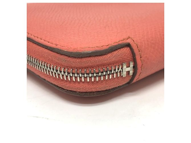Cartera larga con cremallera redonda Azap de seda Hermès Rosa - vista 5