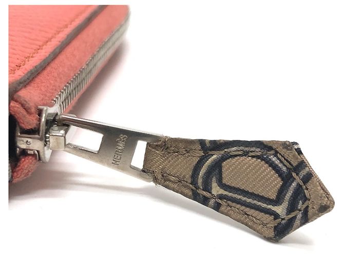 Cartera larga con cremallera redonda Azap de seda Hermès Rosa - vista 6
