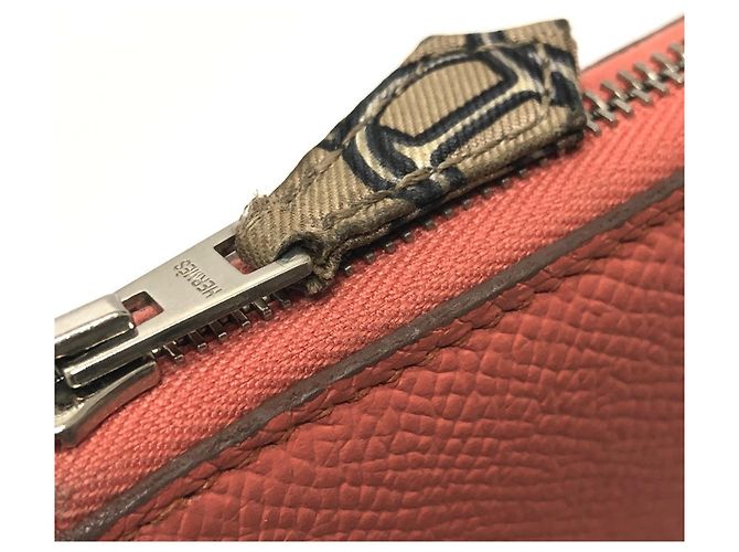 Cartera larga con cremallera redonda Azap de seda Hermès Rosa - vista 7