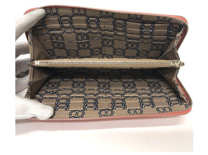 Cartera larga con cremallera redonda Azap de seda Hermès Rosa - vista 9
