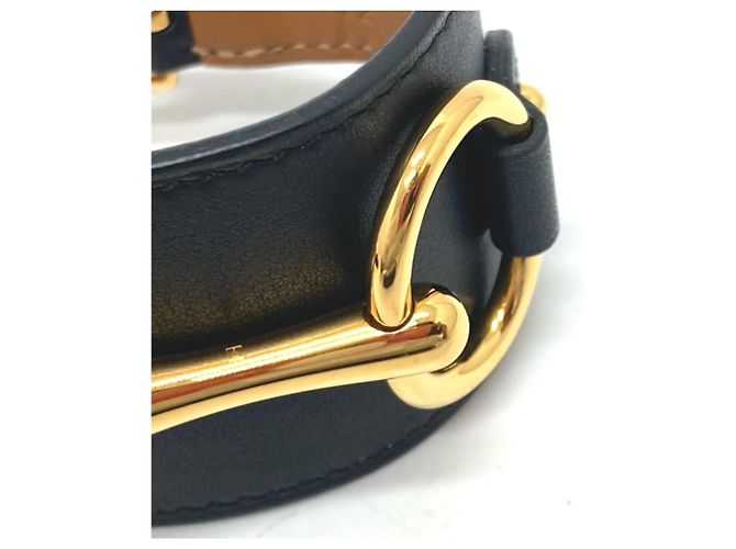 Pulseira Bangle Horsebit Hermès em Couro Swift Preto - vista 10