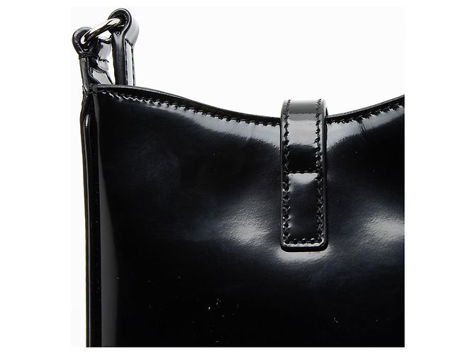 Mini borsa a tracolla verticale Monogram Le 5 À 7 in pelle verniciata Saint Laurent Nero - vista 10