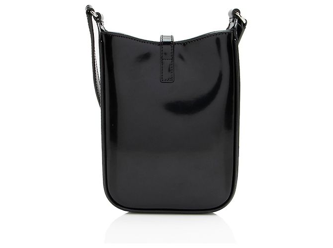 Mini borsa a tracolla verticale Monogram Le 5 À 7 in pelle verniciata Saint Laurent Nero - vista 3