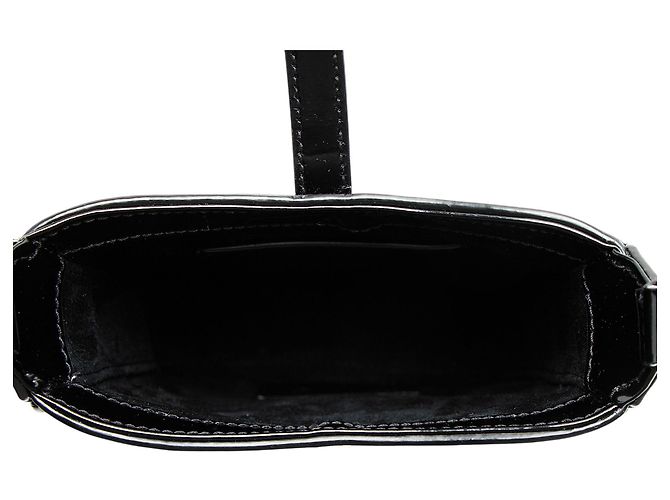 Mini borsa a tracolla verticale Monogram Le 5 À 7 in pelle verniciata Saint Laurent Nero - vista 7