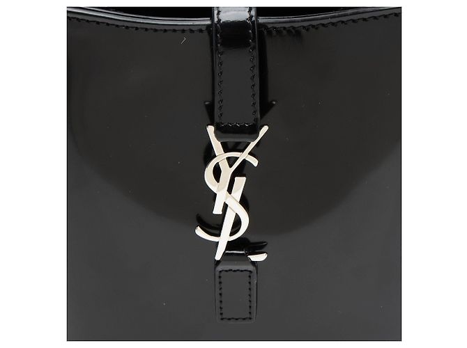Mini borsa a tracolla verticale Monogram Le 5 À 7 in pelle verniciata Saint Laurent Nero - vista 9