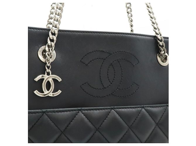 2.55 Borsa Tote Chanel Matelassé Coco Mark Nero - vista 5
