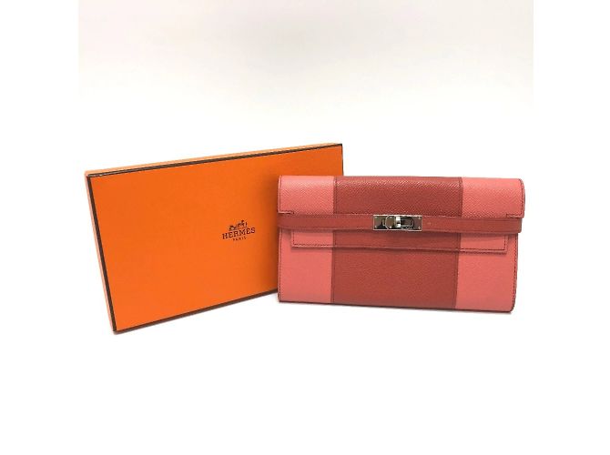 Cartera Kelly Flag Long Epsom en Rosa de Hermès - vista 17