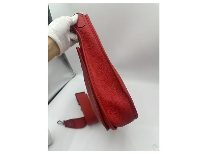Borsa Hermès in pelle rossa Rosso - vista 3