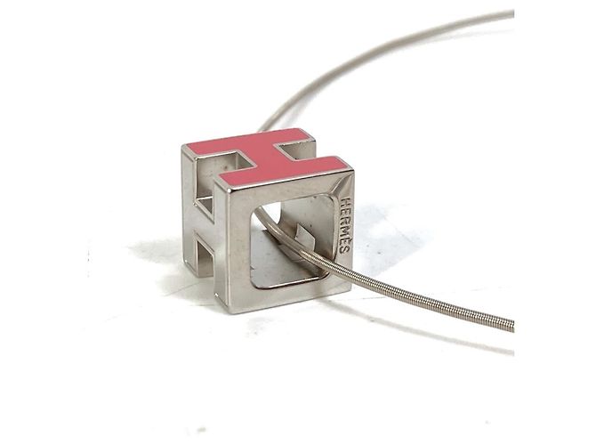 Hermès Hermes H Cube Ring Anhänger Halskette Silber Pink - Ansicht 2