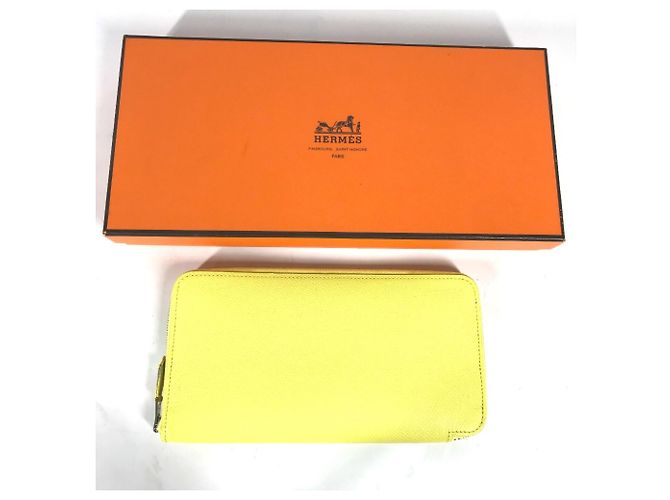 Cartera con cremallera redonda Azap Long Silk'in de Hermès Amarillo - vista 2