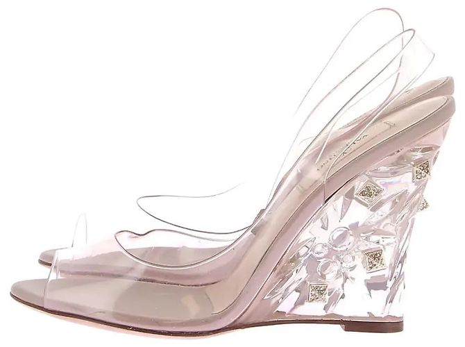 Sandali con zecca Valentino Garavani Rockstud cristallo beige Gold hardware - vista 9