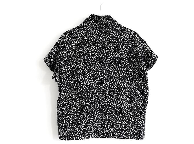 Blusa in seta con stampa di colomba e logo Chanel Resort 2022 Nero - vista 6