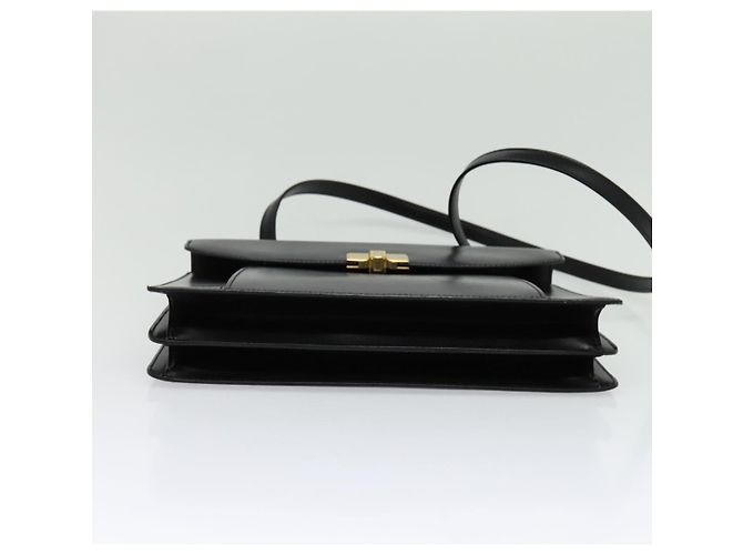 BALLY Bolso de mano de cuero 2 vías Negro Oro Auth sw1155 Dorado - vista 11