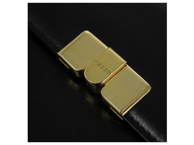 BALLY Bolso de mano de cuero 2 vías Negro Oro Auth sw1155 Dorado - vista 16