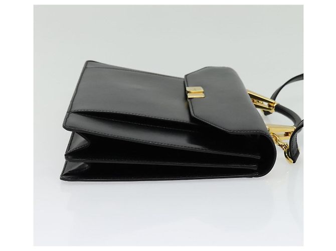 BALLY Bolso de mano de cuero 2 vías Negro Oro Auth sw1155 Dorado - vista 5
