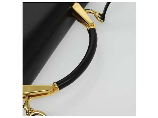 BALLY Bolso de mano de cuero 2 vías Negro Oro Auth sw1155 Dorado - vista 7