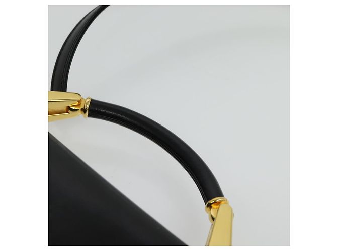 BALLY Bolso de mano de cuero 2 vías Negro Oro Auth sw1155 Dorado - vista 8