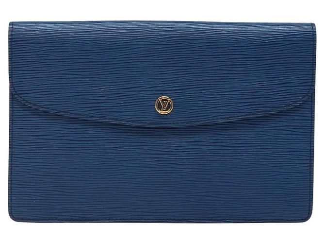 LOUIS VUITTON Pochette Montaigne 27 Épi Bleue M52655 LV Auth 135873 - vue 13