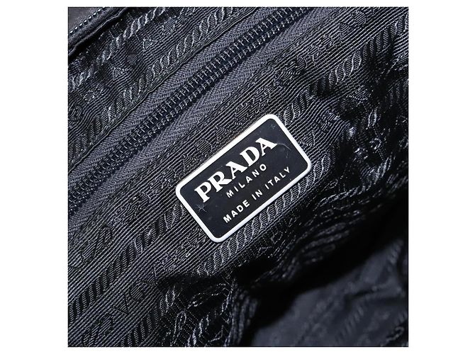 Borsa Tote PRADA in nylon e pelle nera argento autentica ki5841 Nero - vista 16